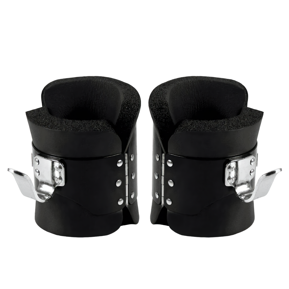 Pair of Magneto Gravity Boots, foam-lined cuffs with polished steel hooks